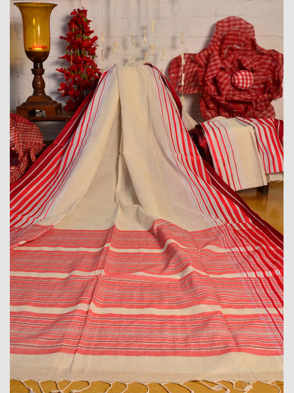 COTTON TERCHI TUSSAR BORDER SAREE