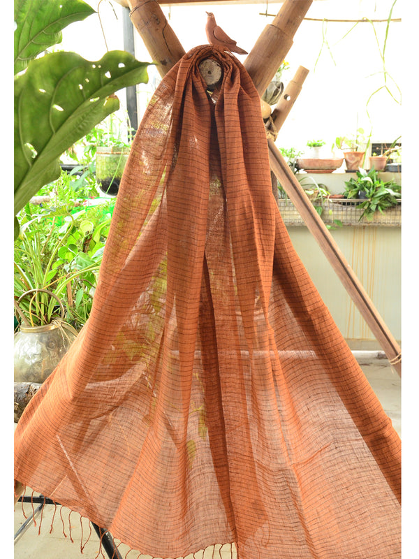 NAT DYE GAUGE LINEN SCARF 02