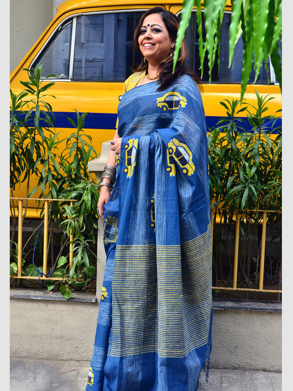 INDIGO COTTON TAXI SAREE