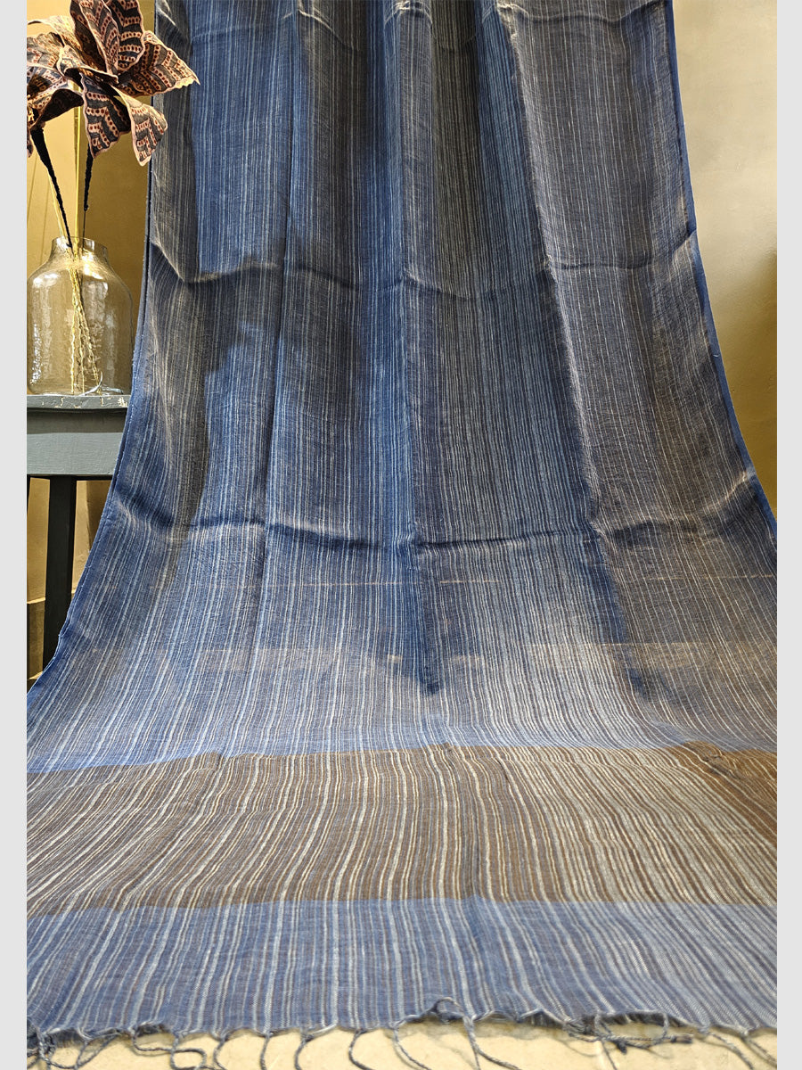 NATURAL DYE GAUGE LINEN SAREE – Byloom