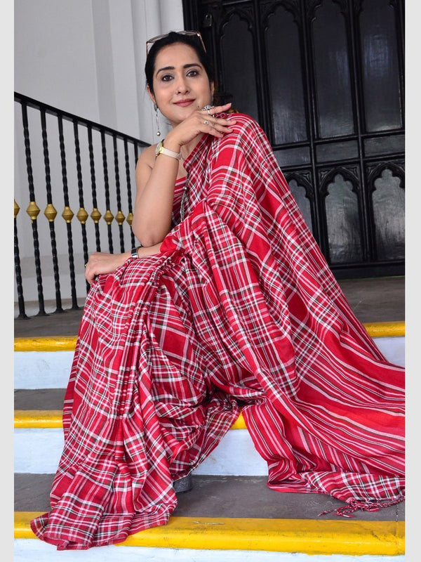 WOOL PLAIDS SAREE 03