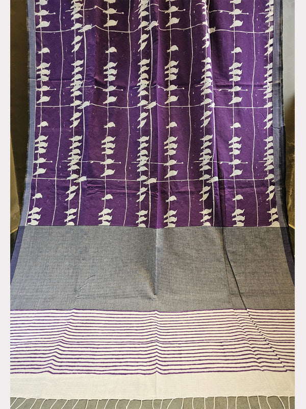 PRINT WOODCUT PLN SAREE
