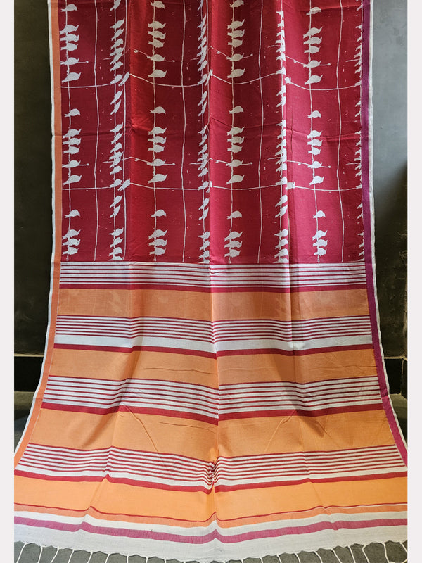 PRINT WOODCUT KORA SAREE 01