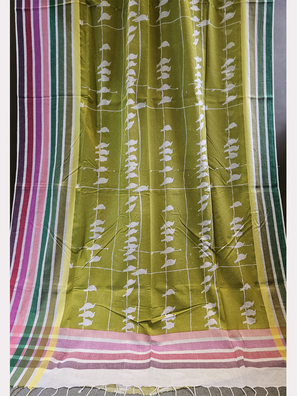 PRINT WOODCUT KORA SAREE 02