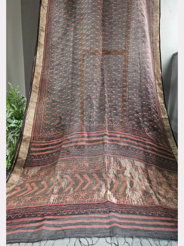 DABU FINE LINEN SAREE 03