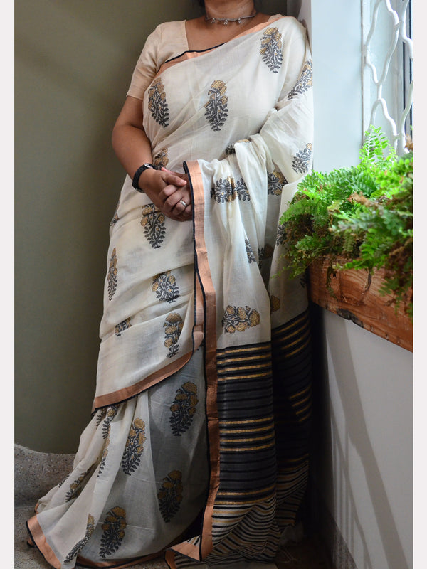 PRINT JARI CHATAI SAREE 01