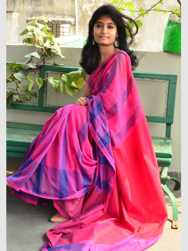 COTTON CHK SAREE 01
