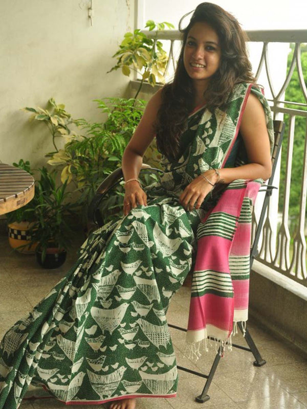 WOOD CUT PRINT SAREE 04