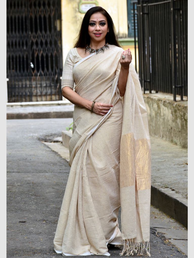 TISSUE NOIL PLAIN SAREE