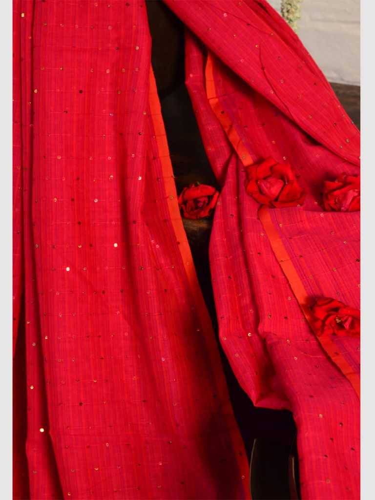 SEQUIN BOUGAINVILLEA SAREE 02 (PINK)