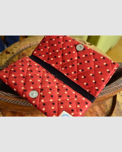 HAND PRINTED NATURAL FABRIC LADIES WALLET 06