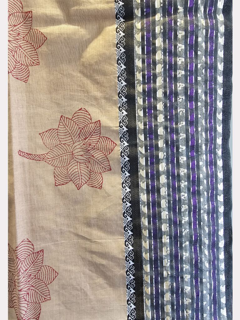 PRINT COTTON TUSSAR KALKA SAREE 05